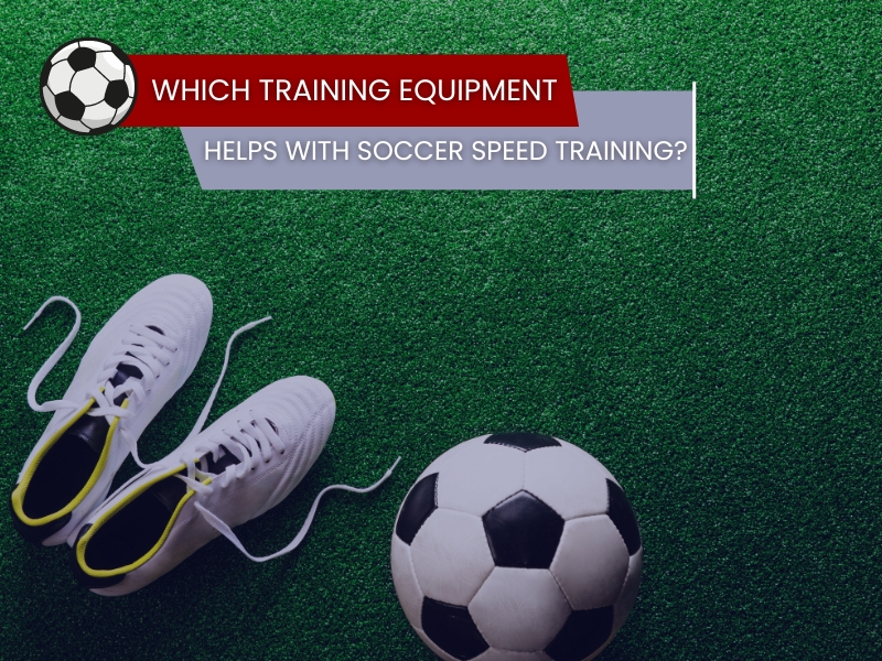 Soccer speed training instruments including white cleats and a soccer ball on green turf.